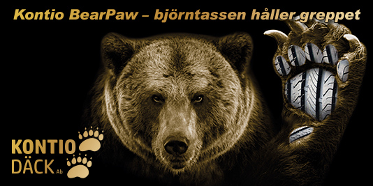 Kontio Däck rengasbanneri karhu kevät 2019 Ruotsi